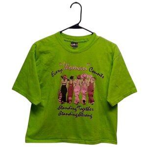 Hanes Beefy Y2K 2007 Breast Cancer Awareness Green Short Sleeve Crop Tee